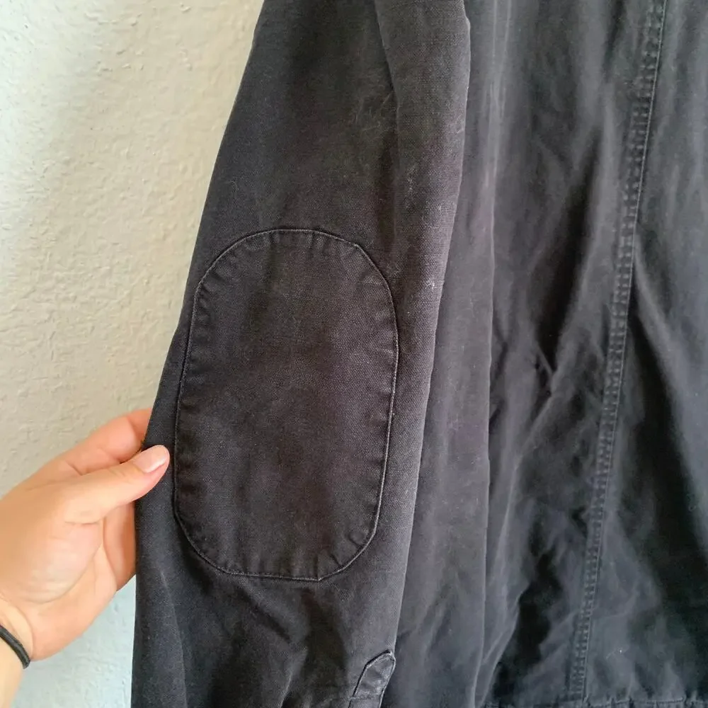Dickies Mens 3XL Black Hooded Denim Work Jacket Sweatshirt Lined Full Zip Coat